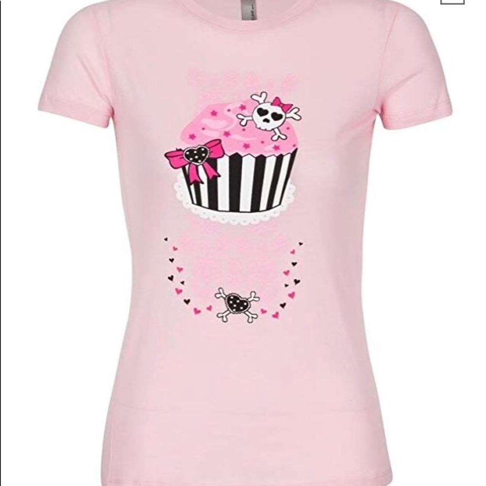 Evil cupcake skull woman’s shirt SZ L
